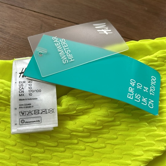 H&M Neon Yellow Bandeau Swimsuit S 10 Bottom NWT and S 12 Top! - Picture 3 of 5